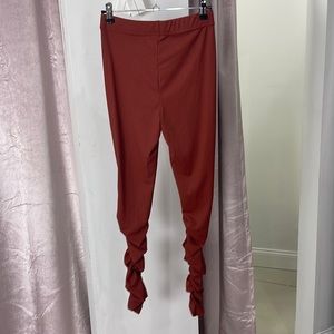 Brown with pink stitching set- chain tie in the front